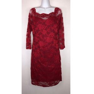 NWT MIUSOL Red Lace Bodycon Sheath Party Dress  L